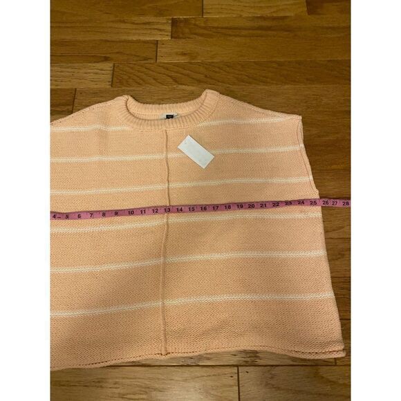 NWT Universal Thread women's peach striped sleeveless cotton crochet sweater L - Picture 5 of 8